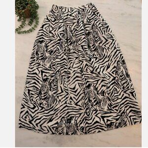 RARE! Vintage Weathervane Zebra Print Skirt Women Size 4 Lined Pleated Made USA